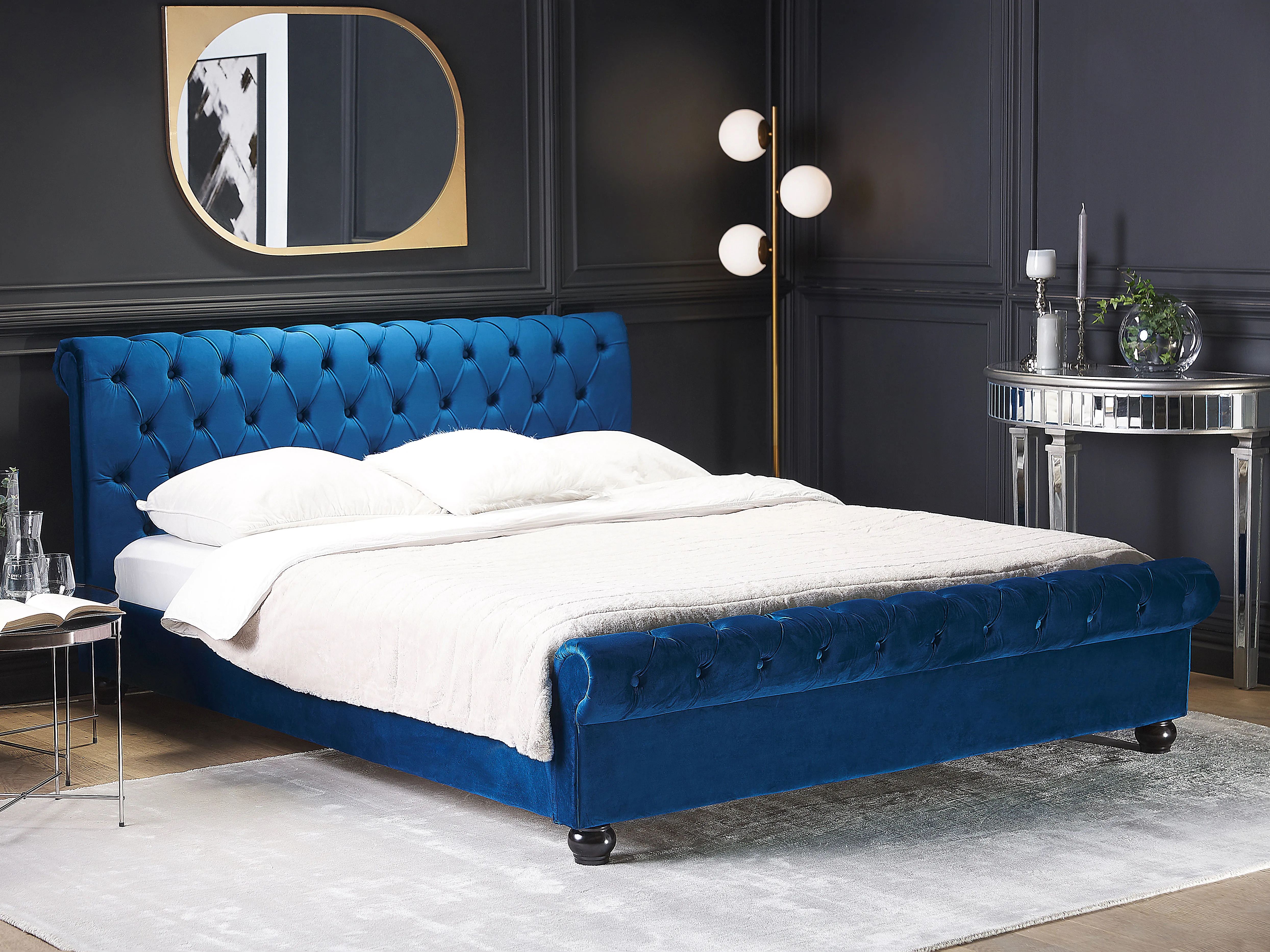 Waterbed Velvet AVALLON 180 x 200 cm (EU Super King) Navy Blue