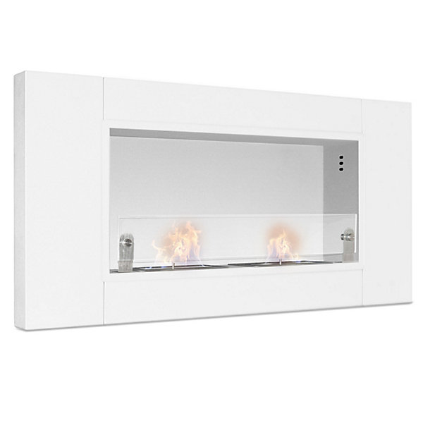 Cheminée bioéthanol encastrable Frankystar Augusto 110x54 cm blanche 2x1,5 L