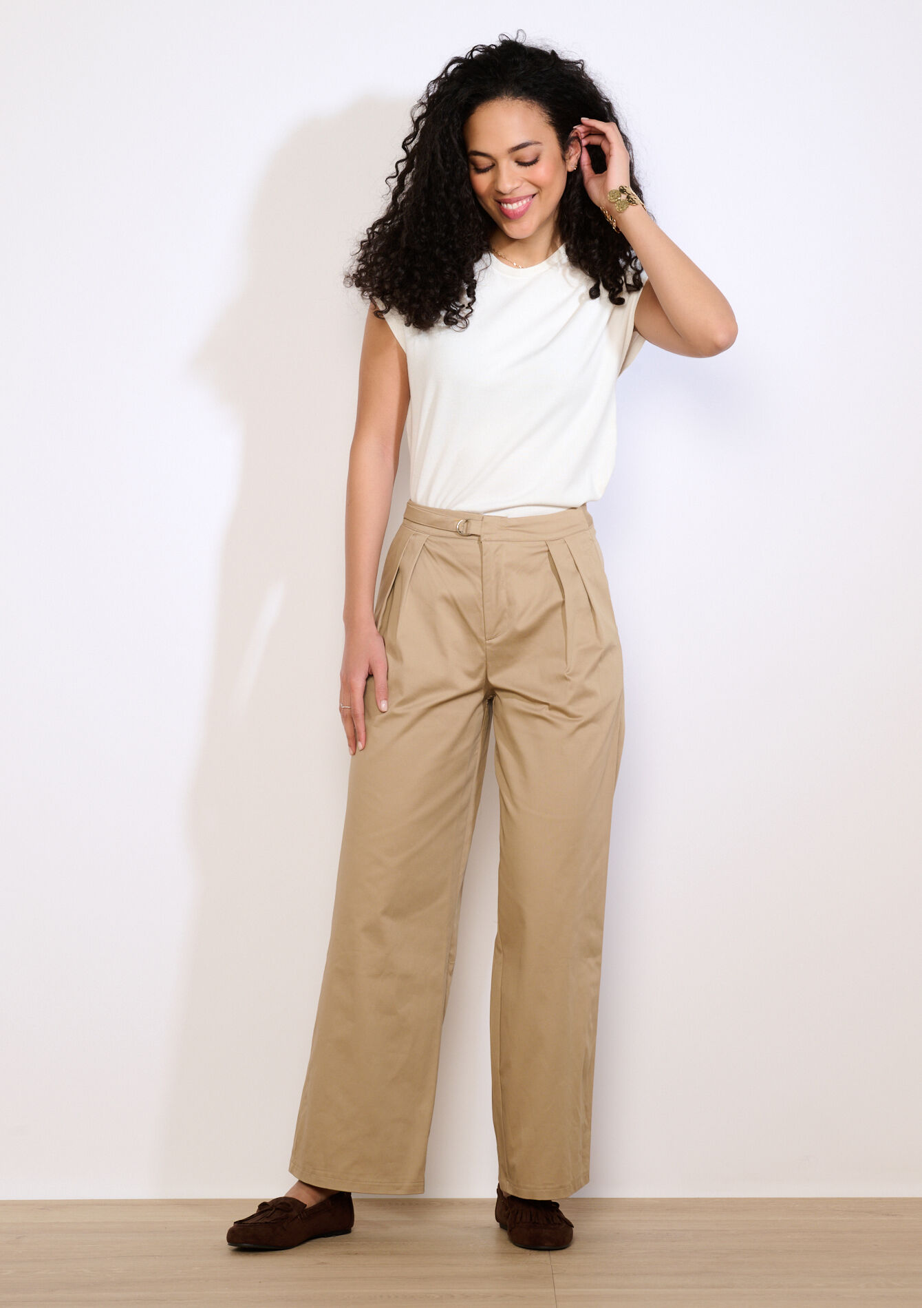 High-waist broek met wijde pijpen