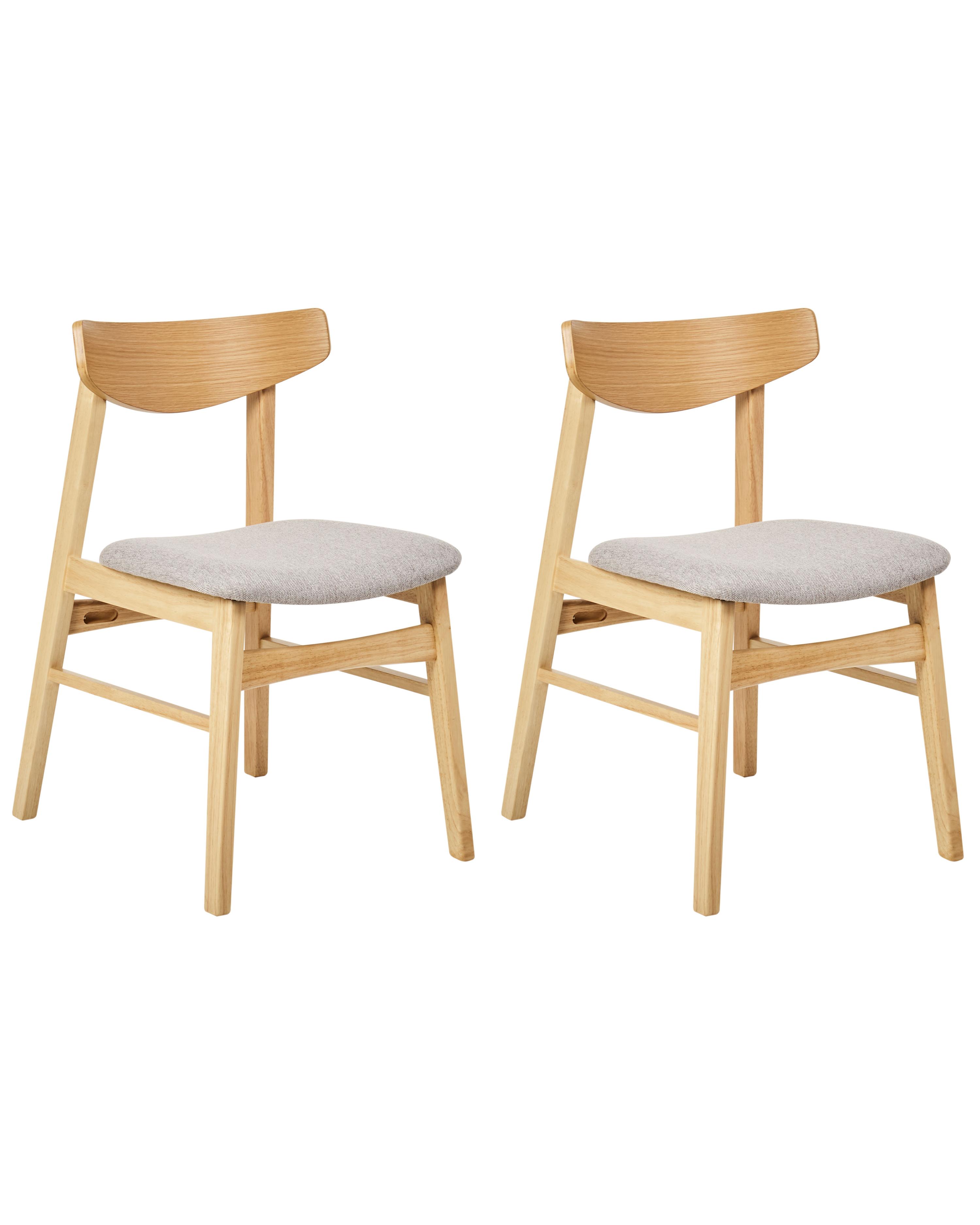 Set of 2 Dining Chairs SMILEY Wood Light Brown/ Grey
