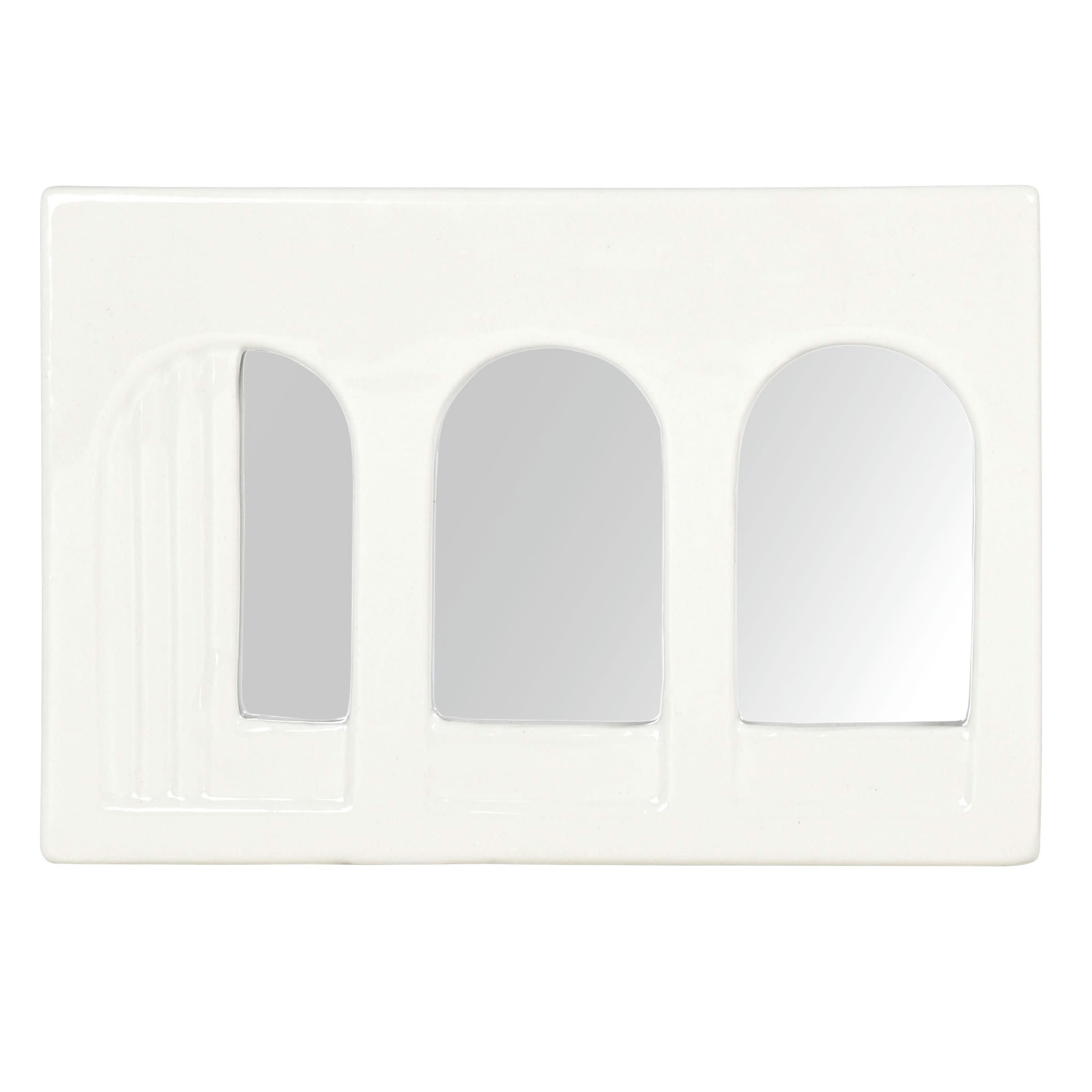 EULALIA - Déco murale arches en dolomite écrue et miroirs 22x15