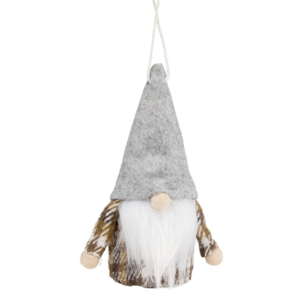 Gnome de No&euml;l tartan à suspendre H16 cm (2 modèles)