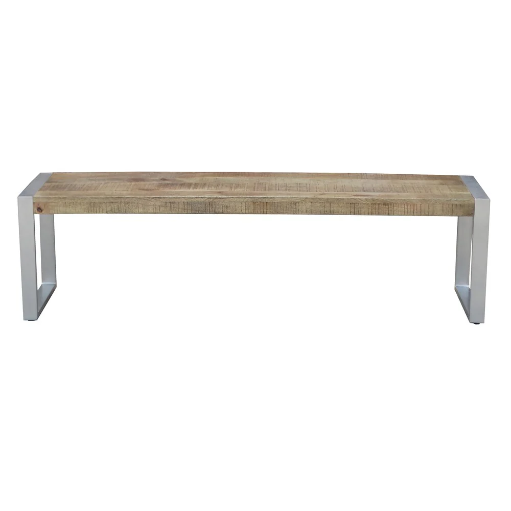 Timbergirl Reclaimed Wood Bench with Silver Metal Legs