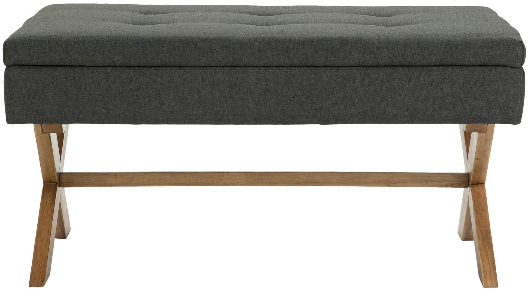 NAMARO - Banquette avec pieds en bois assise en tissu Gris foncé