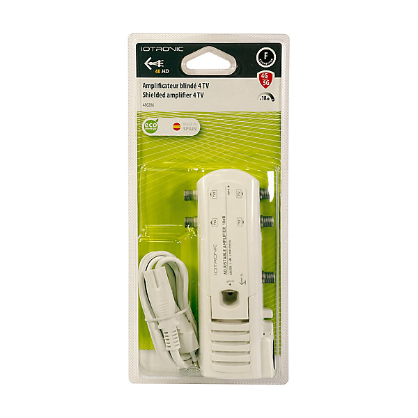 Amplificateur TV 18dB 4 TV 4G/5G, connexion F, gain réglable