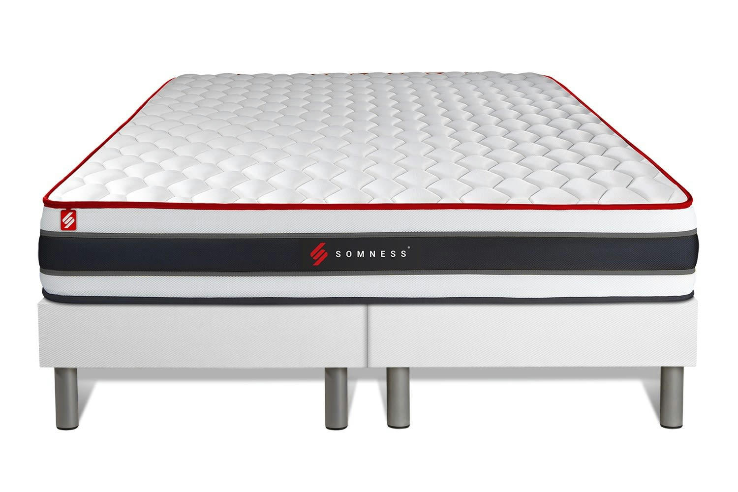 ENERGY - Ensemble 180x200 Ressorts et mémoire de forme sommier Blanc