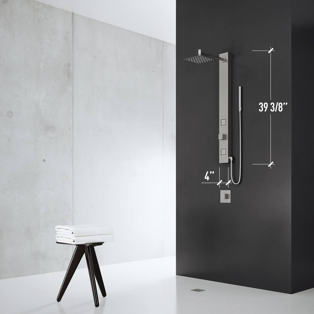 VIGO Orchid 3-Spray Jet  High Pressure Massage Shower Panel System with Fixed Rain & Handheld Shower Head, Stainless Steel