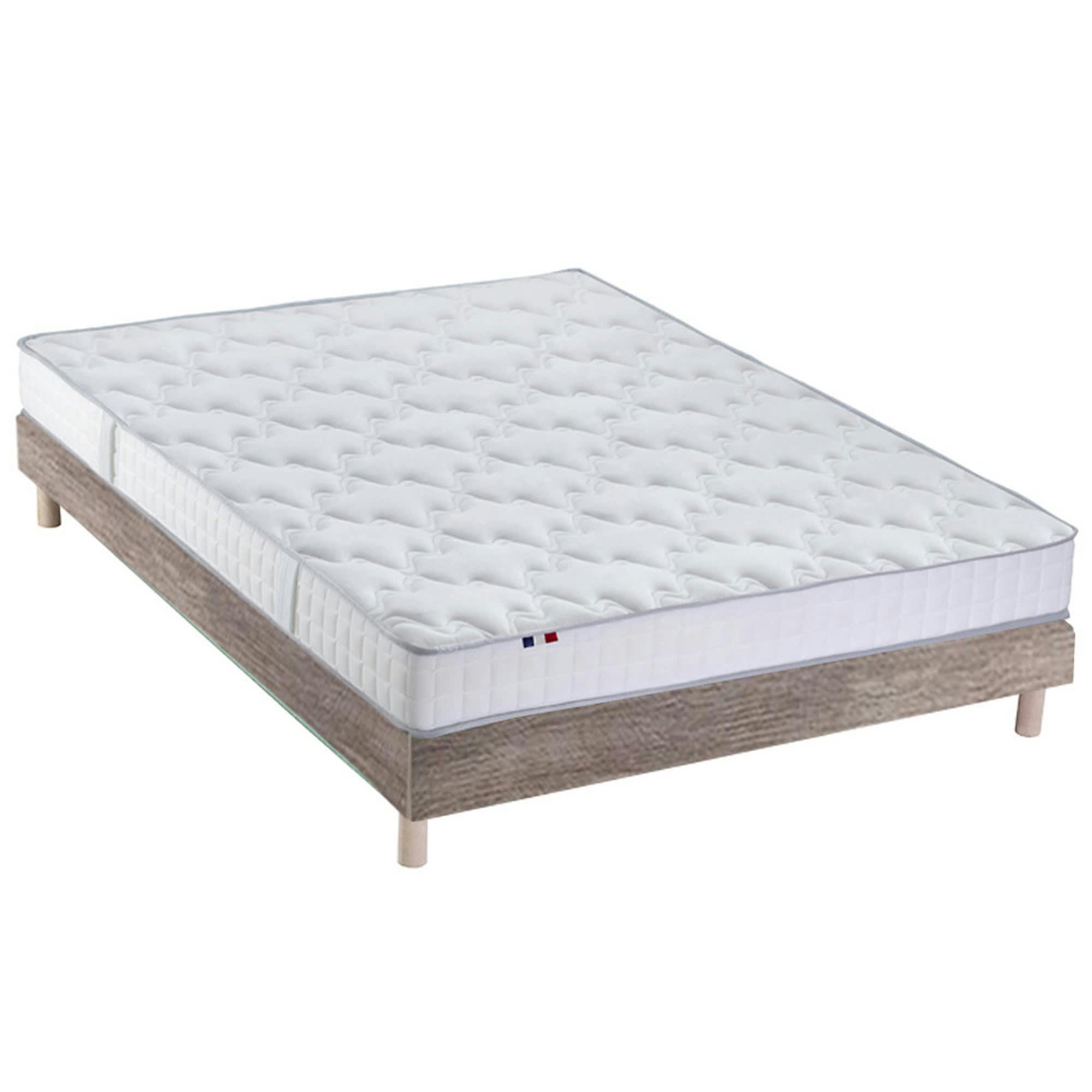 ENSEMBLE KIT CIRRUS - Matelas Mousse Haute Résilience + Sommier Kit Chêne clair 140x190