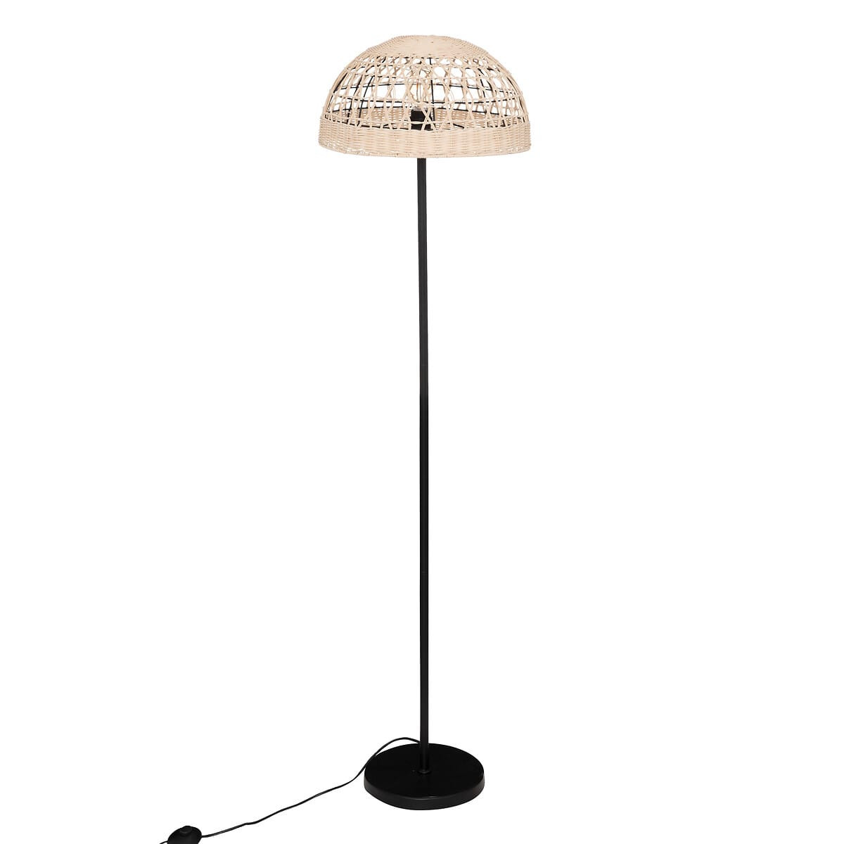 LAMPA PODŁOGOWA Rory czarna ABAŻUR Z RATTANU E27