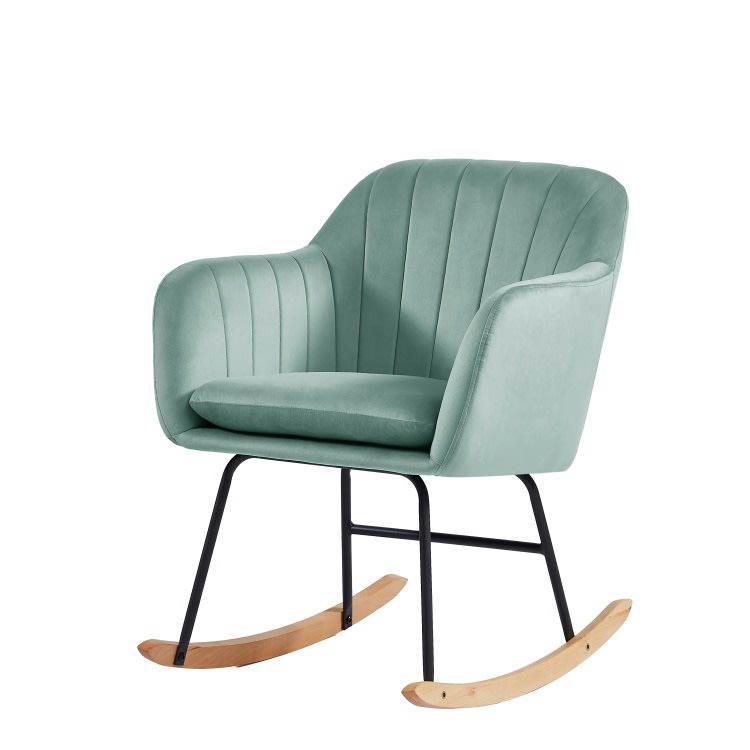 ELSA - Fauteuil  en velours vert d'eau rocking chair