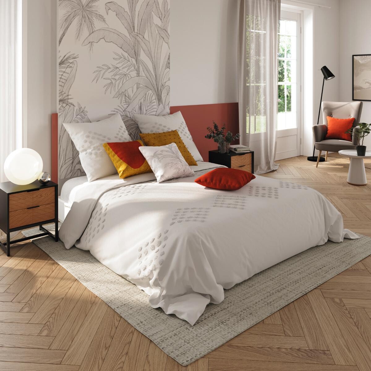 Bed linen set "Vilma" Ivory white, 240x220 cm