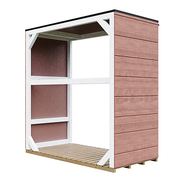 Abri à bûches extérieur 1,14 m² - 75 x 153 x H159 cm - M980-1-REDWOOD RED - Timbela