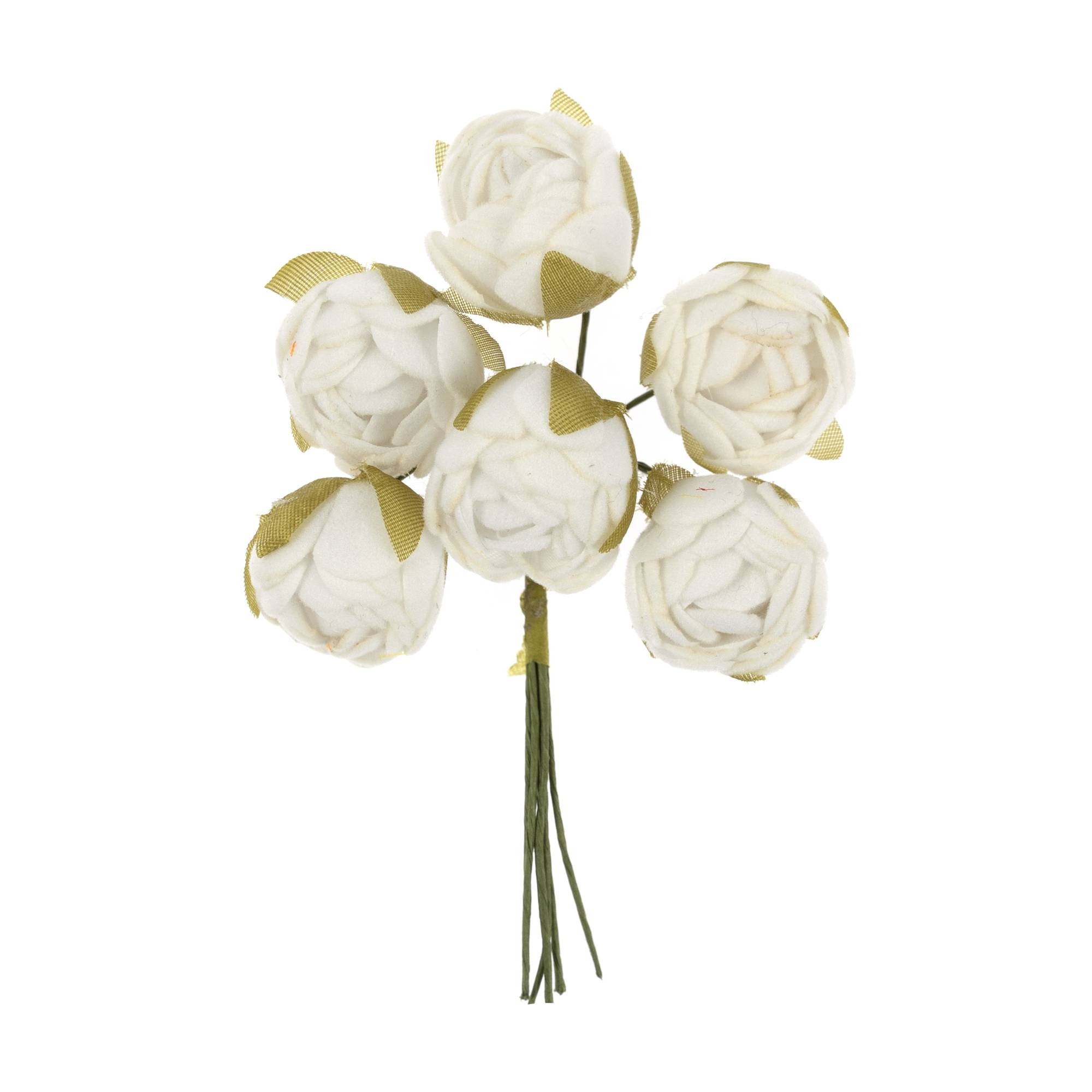 Ivory Round Petite Flower Picks 6 Pieces