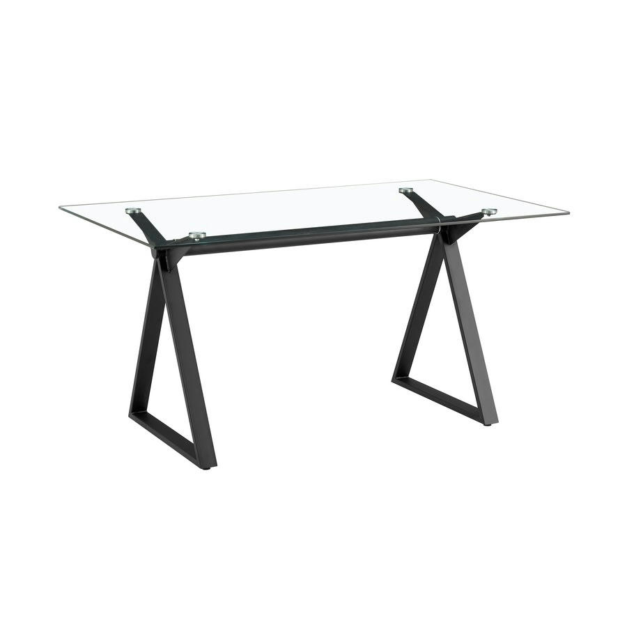 - Table à manger rectangulaire 150x90 cm avec plateau en verre trempé