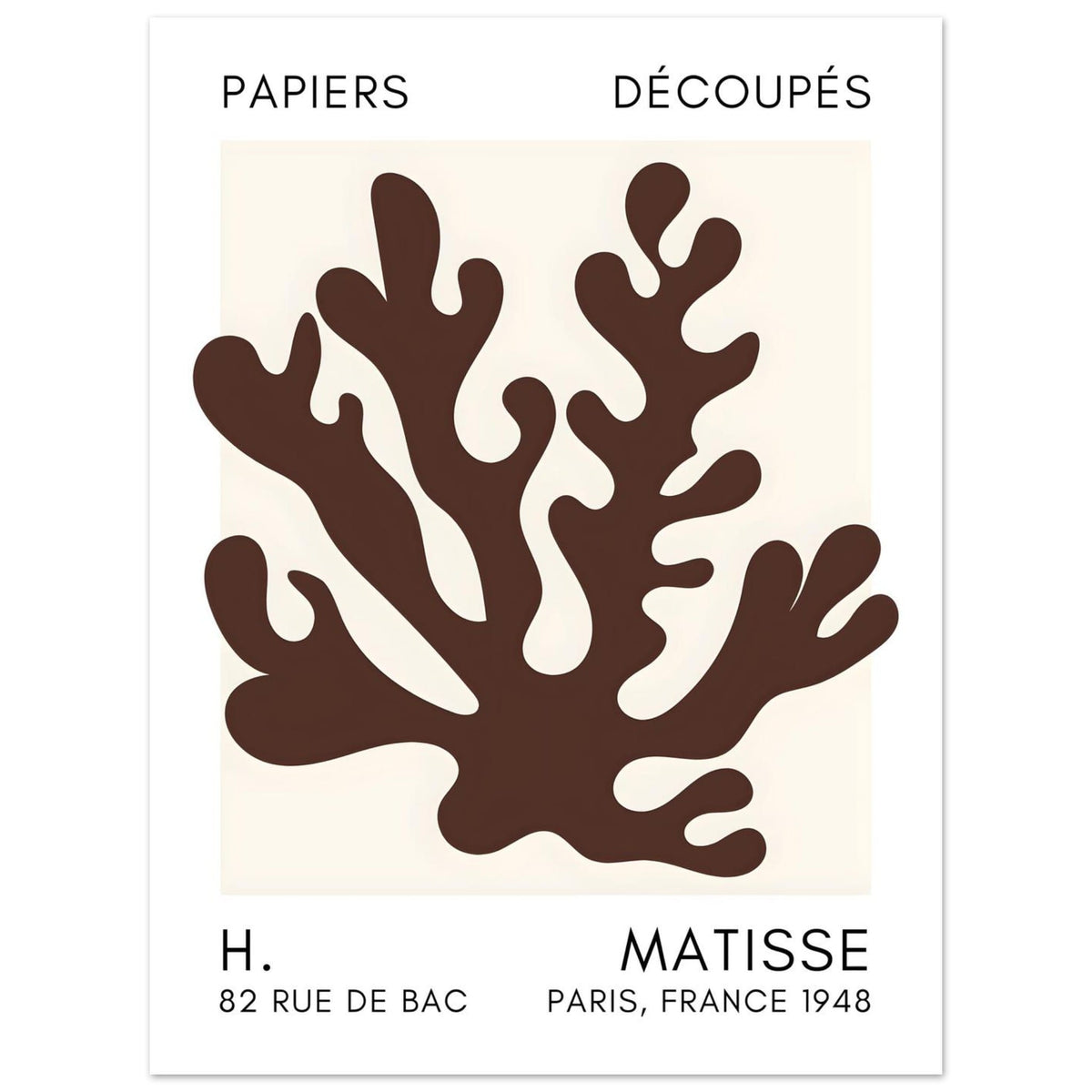Artfulprints Poster Matisse – Saltflower shapes brown  - 30x40 cm - Bruin