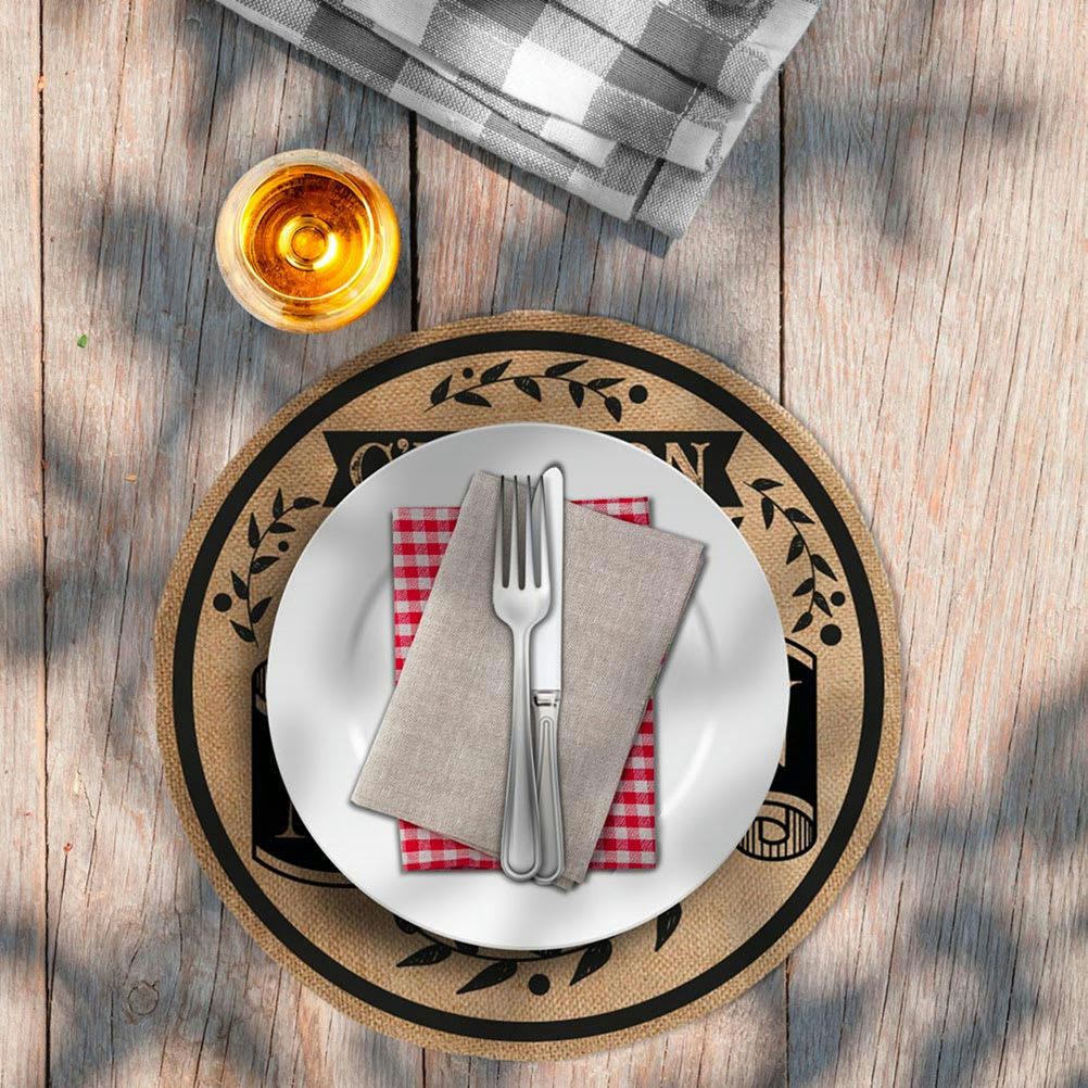 FAIT MAISON - Set de table rond en toile de jute D38