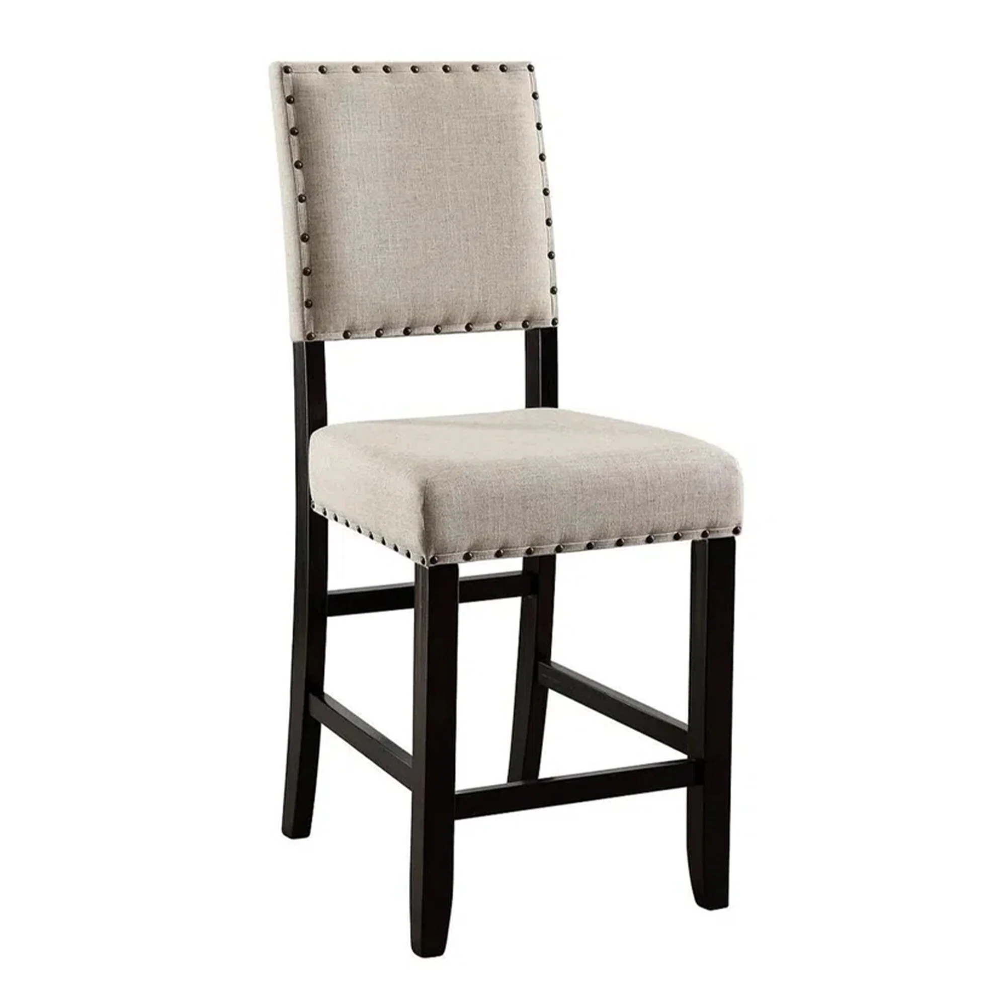 Bega 5pc Counter Height Table and Chair Set, Ivory Upholstery, Black