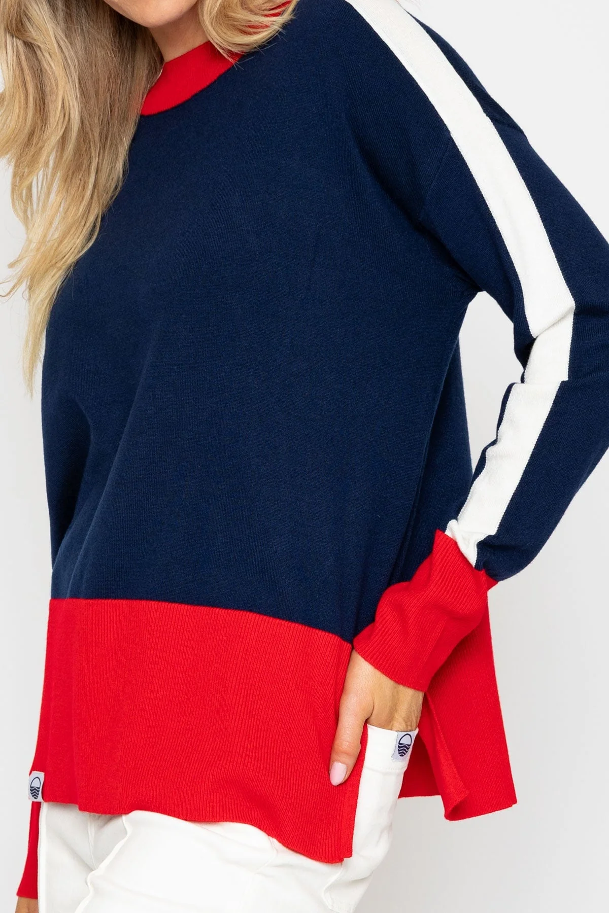 Sweater With Contrast Hem And Sleeve Stripe