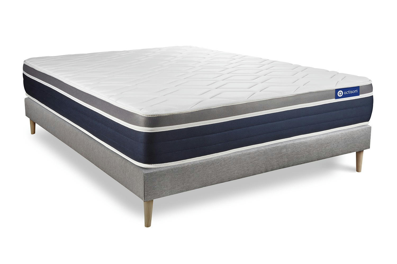 ACTIMEMO CONFORT - Ensemble 140x190 cm sommier kit gris