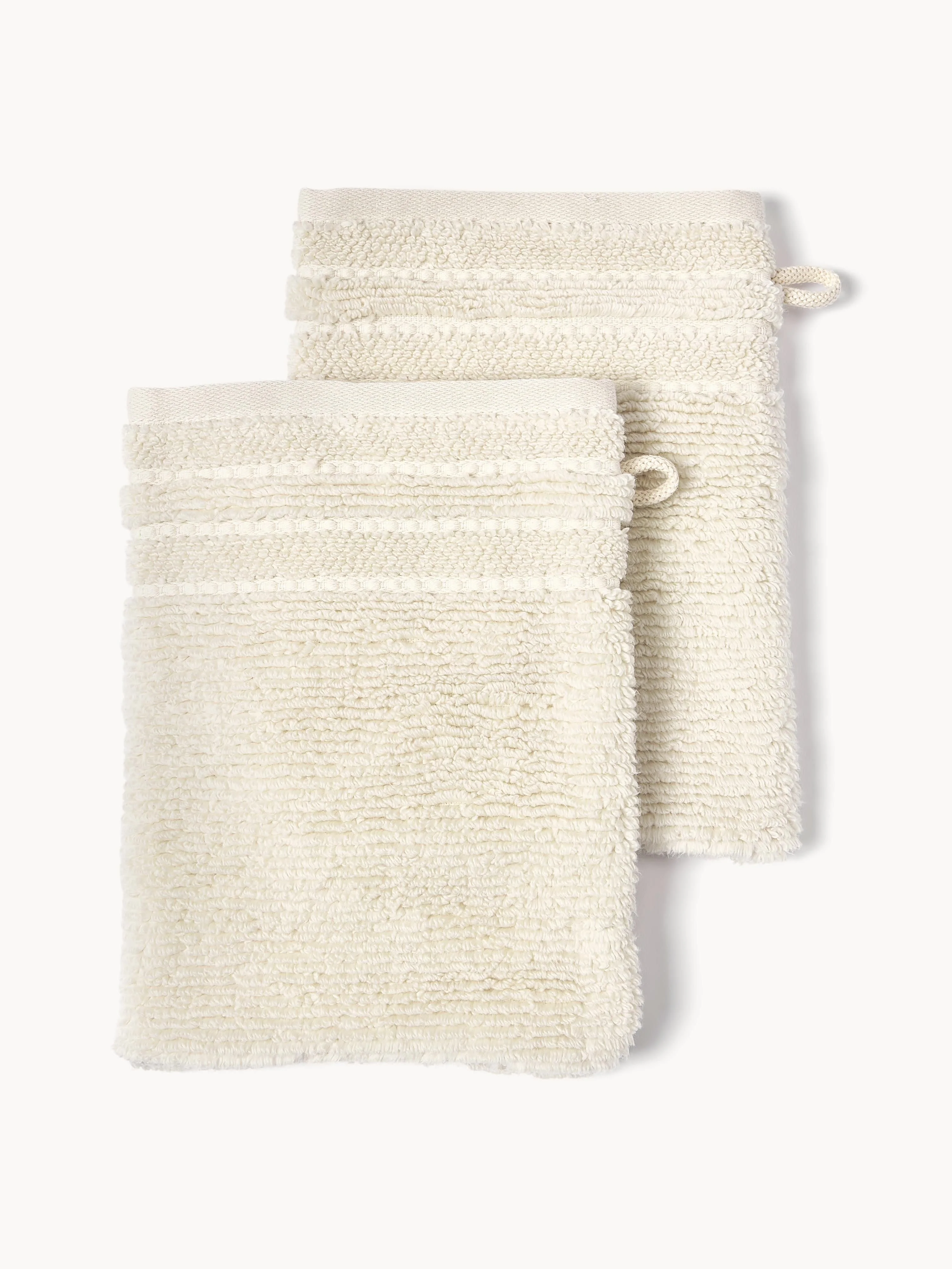 Waschhandschuhe Luxe mit Streifenbordüre, 2er-Set
