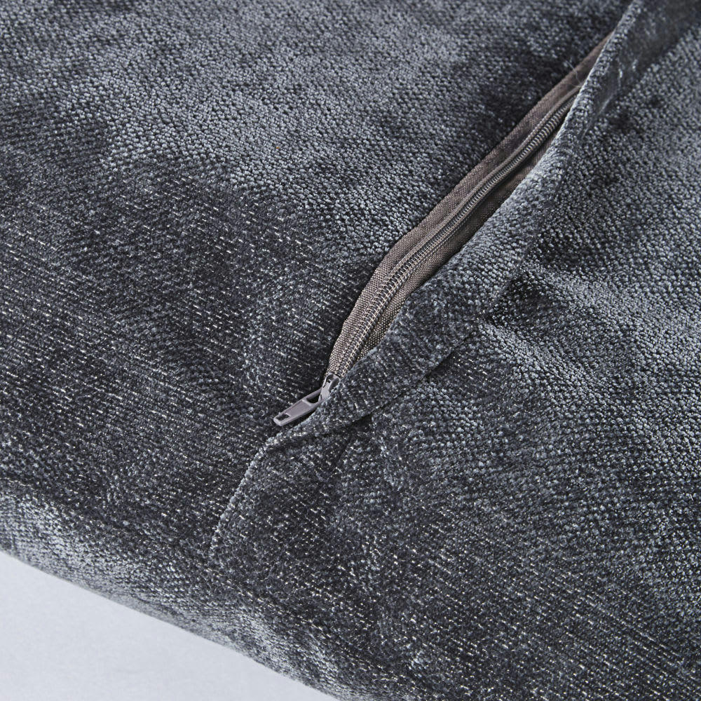 - Coussin en velours effet vieilli gris anthracite 60x60