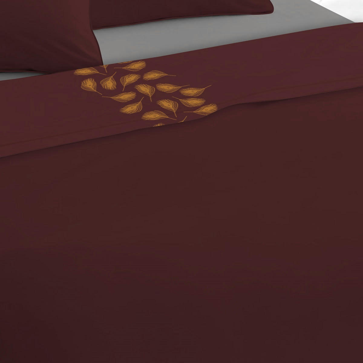 CARMEN - Parure drap plat + 2 taies en satin  aubergine 240x300cm