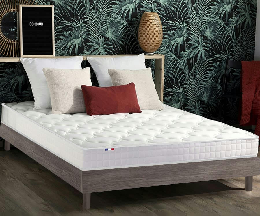 ENSEMBLE KIT AZUR - Ensemble Matelas mémoire de forme Sommier en Kit Chêne gris 140x190