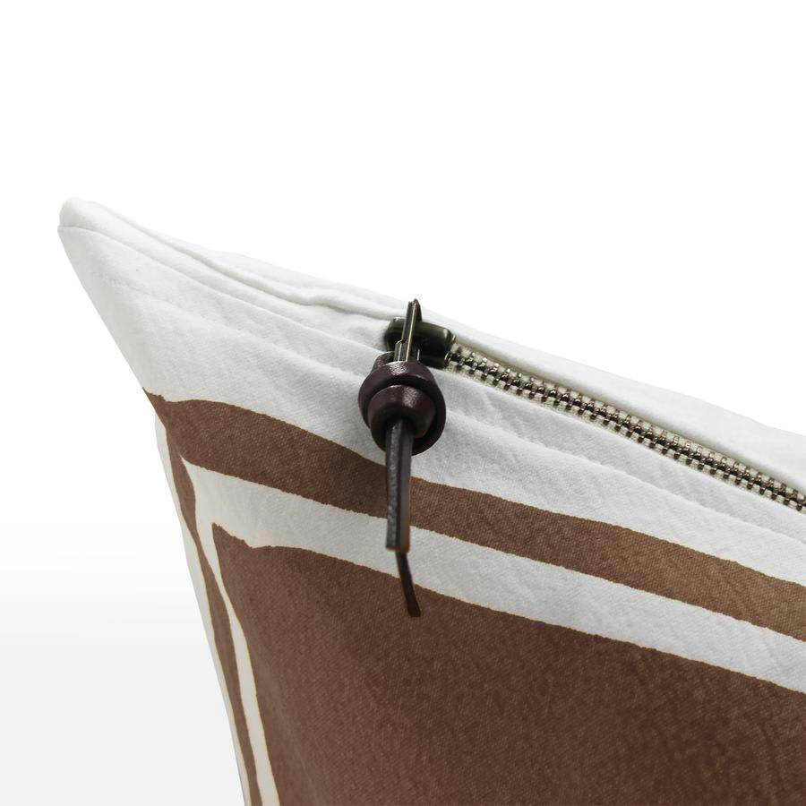 CAP SA SAL - Coussin coton lavé blanc/taupe 50x70