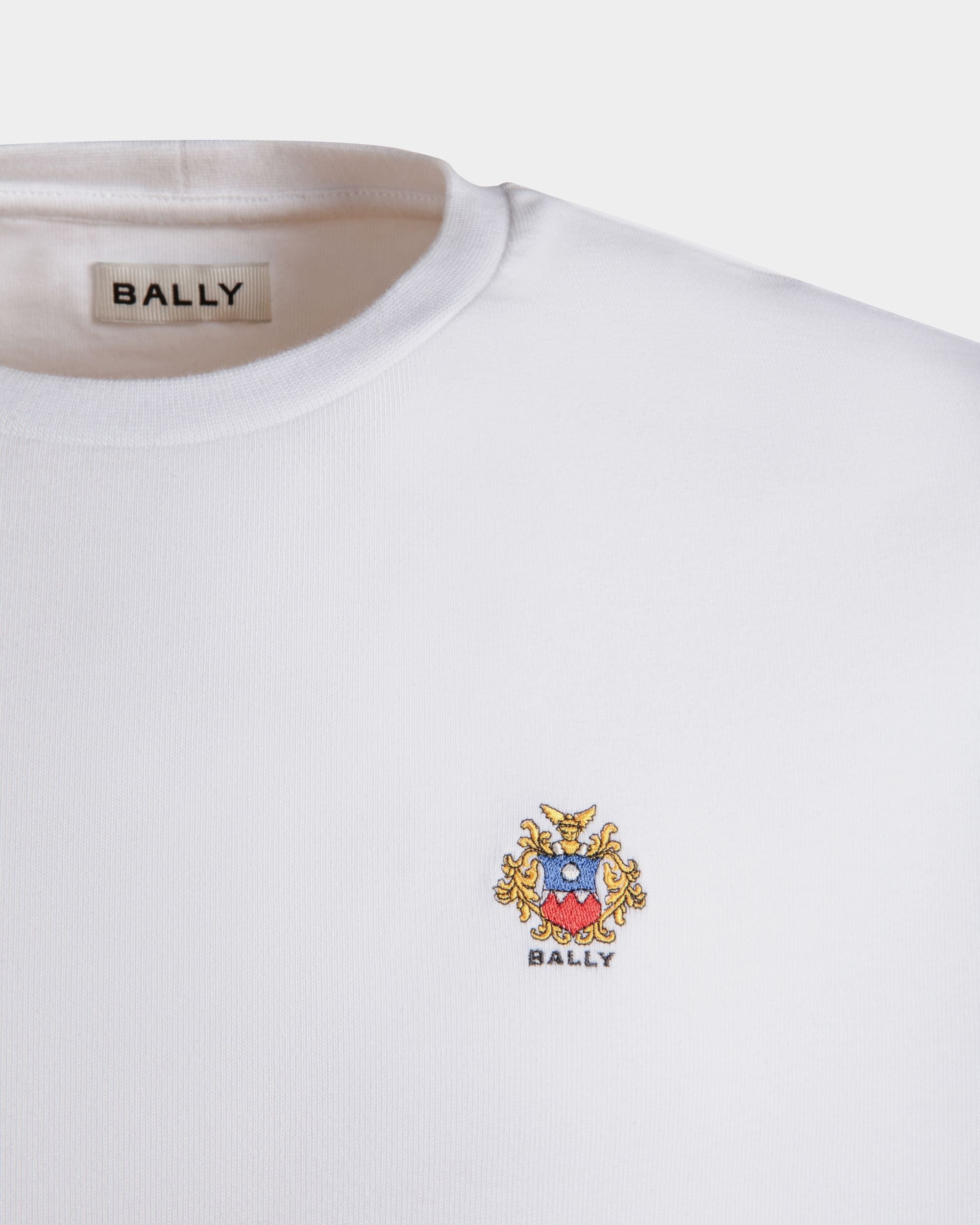 T-Shirt Aus Baumwolle In Weiß Mit Bally Crest Logo