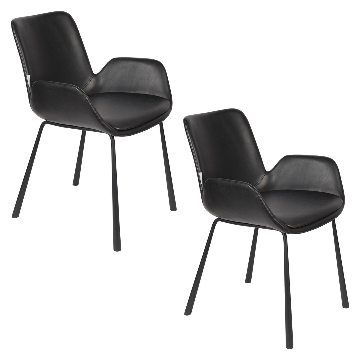 Zuiver Brit LL Eetkamerstoelen Armleuning Zwart - Set van 2