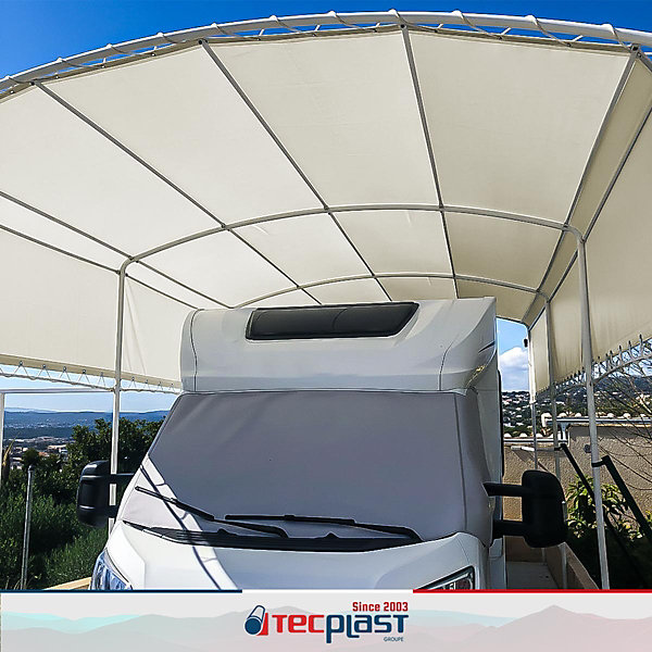Bâche pour Carport 3x4,5 m Blanc Crème - Garantie 5 ans TECPLAST - LP506CP - Toile PVC étanche pour abri de voiture