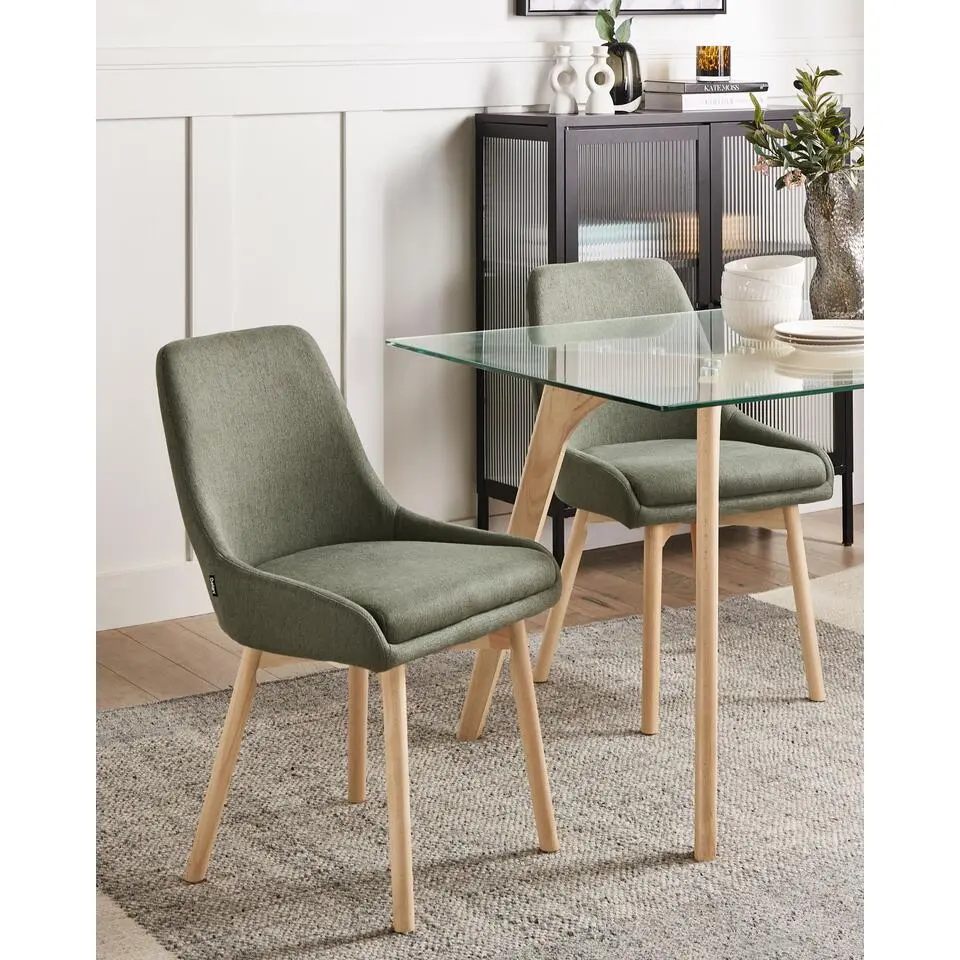 MELFORT - Eetkamerstoel set van 2 - Donkergroen - Polyester