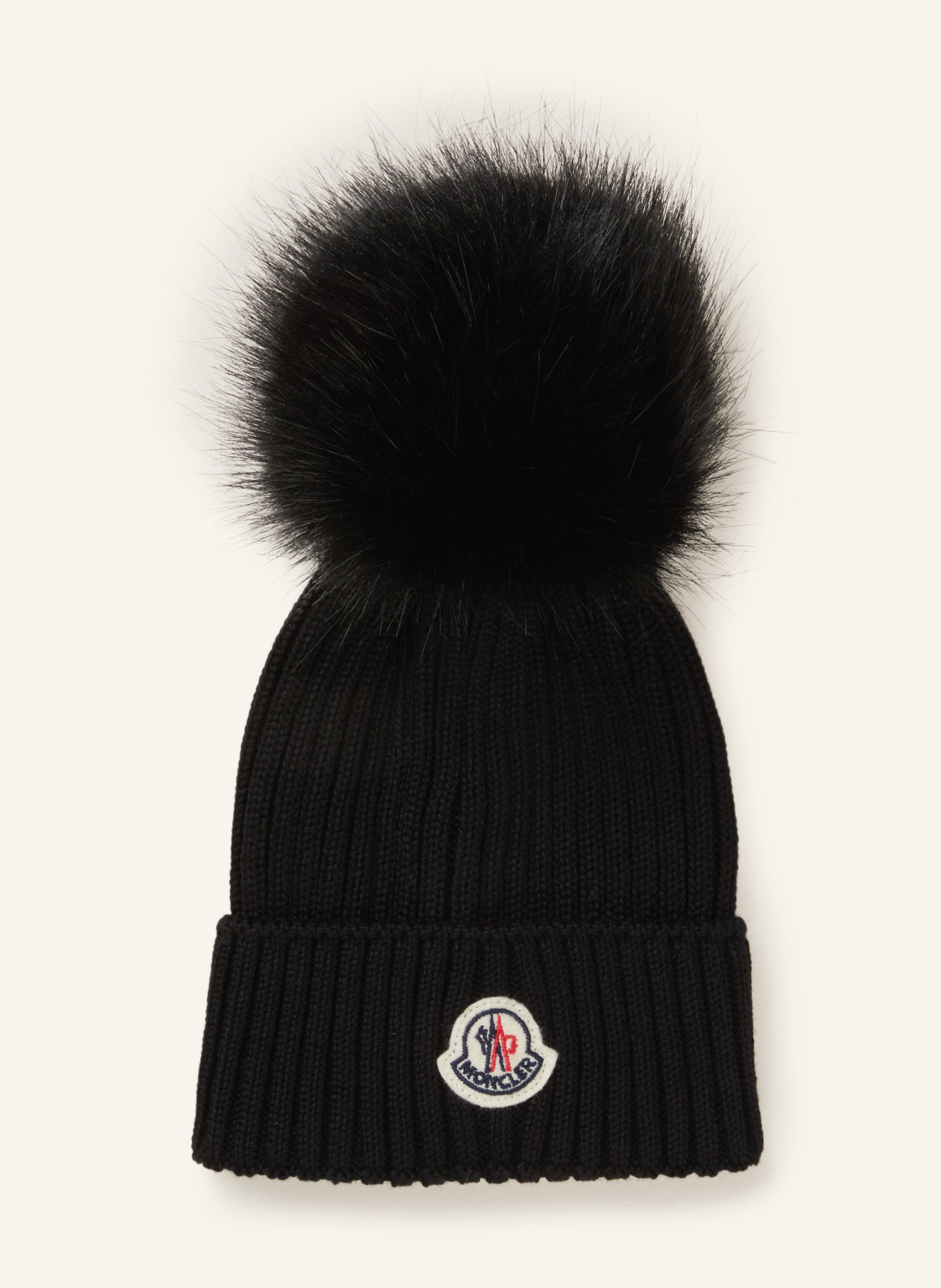 MONCLER enfant Mütze mit Kunstpelzbommel
