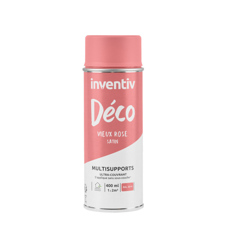 Peinture multisupports Déco vieux rose satin 0,4 L INVENTIV