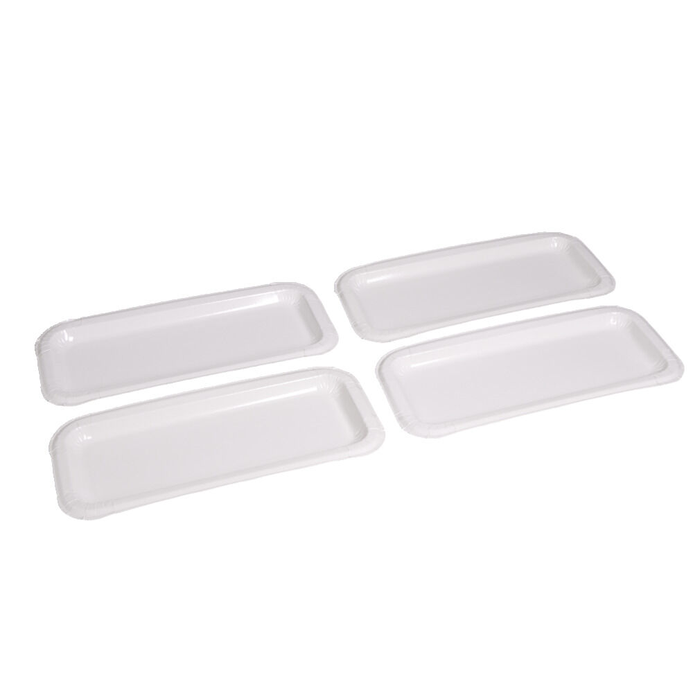 Plat à cake x4 en carton blanc 15,5x34cm