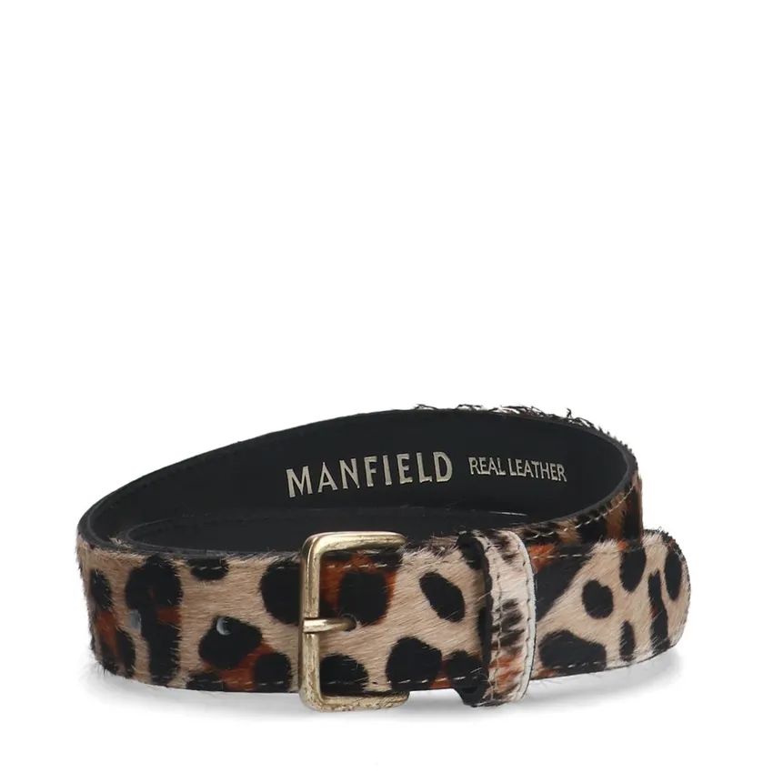 Manfield Leopard riem met vacht