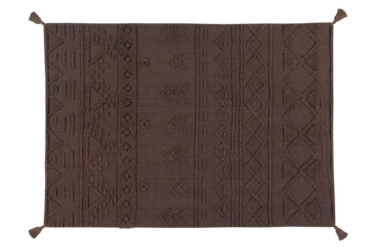RE EDITION - Tapis ethnique berbère en coton marron 140x200
