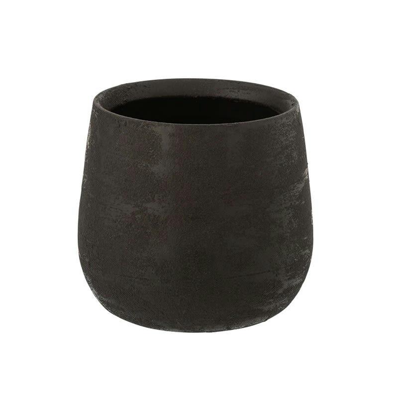 - Cache pot irrégulier en céramique noire H18cm