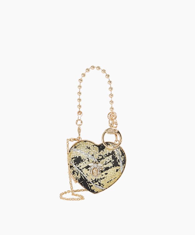 Jara Black - Heart Shaped Bug Embellished Bag Charm