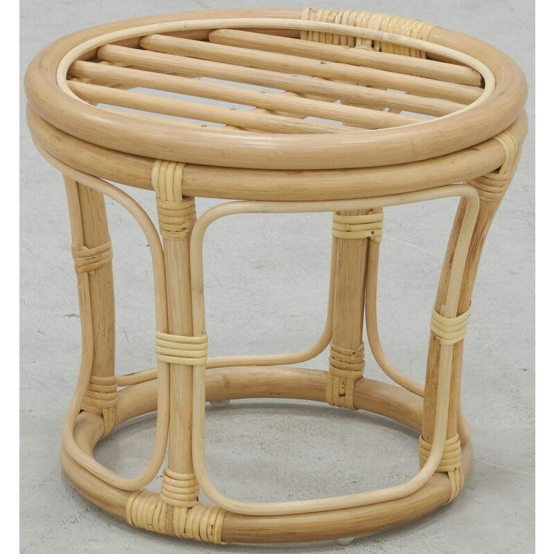 - Tabouret en rotin avec coussin uni naturel