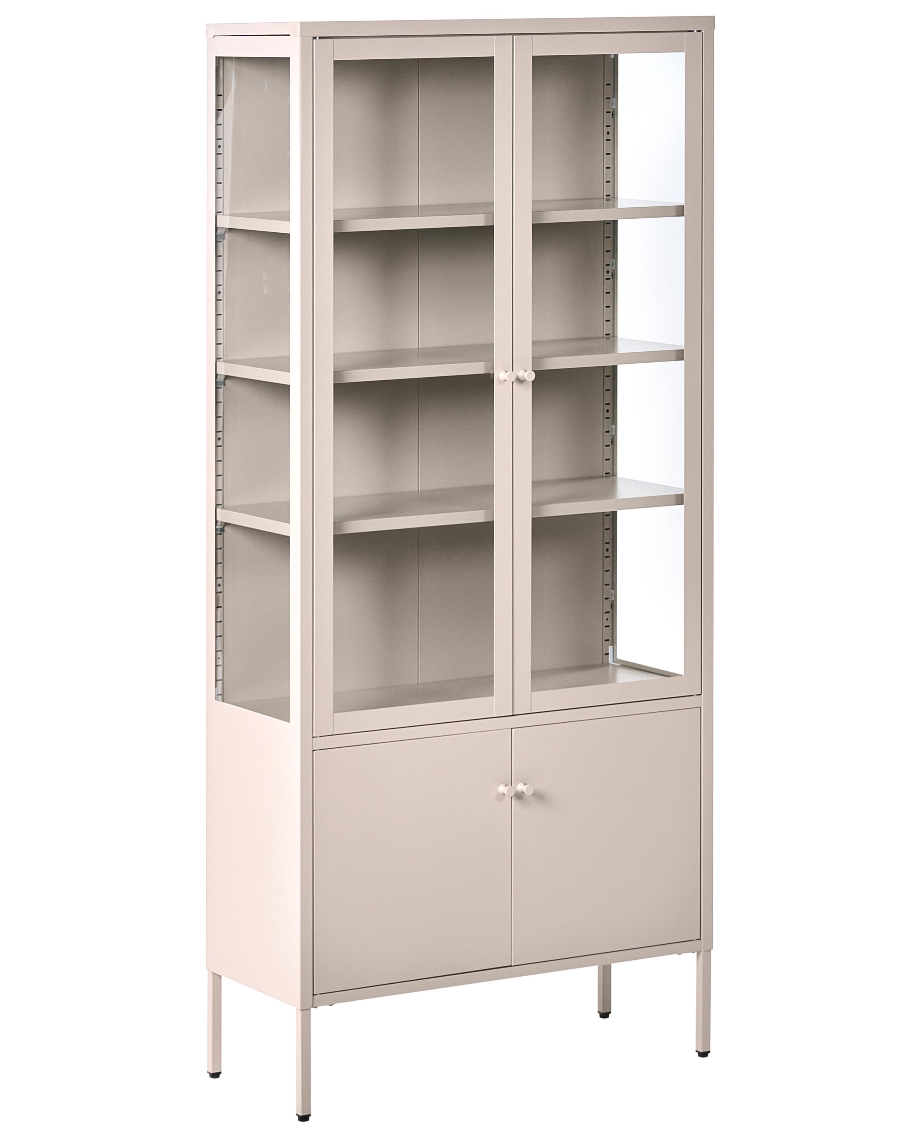 Glass Display Cabinet OXTED Metal 80 cm Beige