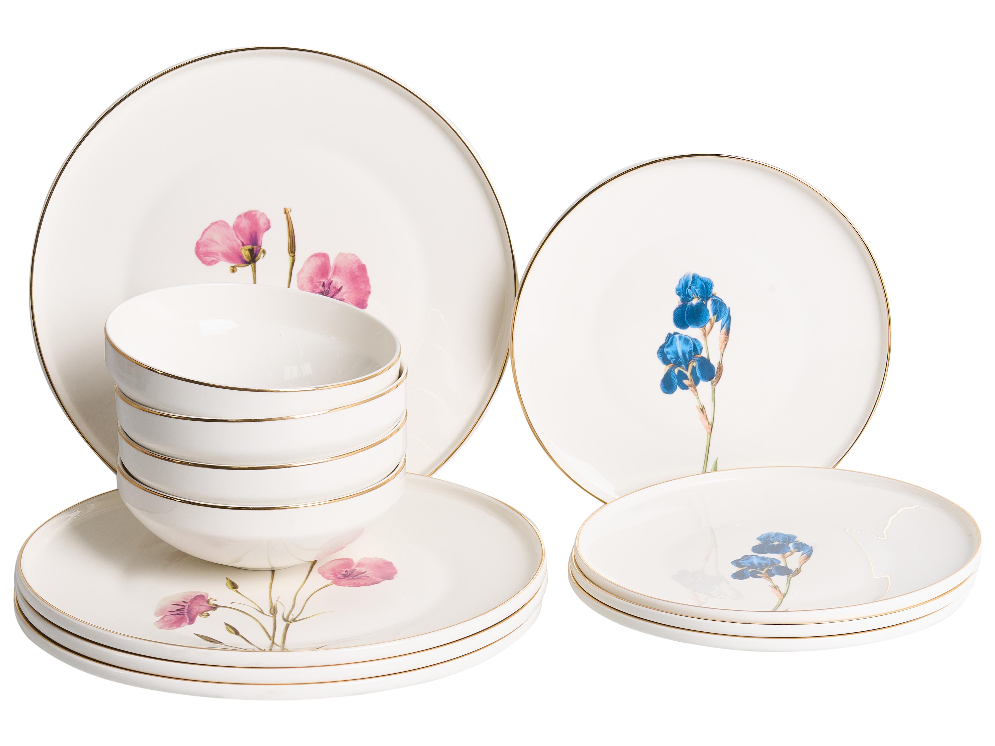 Set of 12 Dinnerware HYSSOP Porcelain White