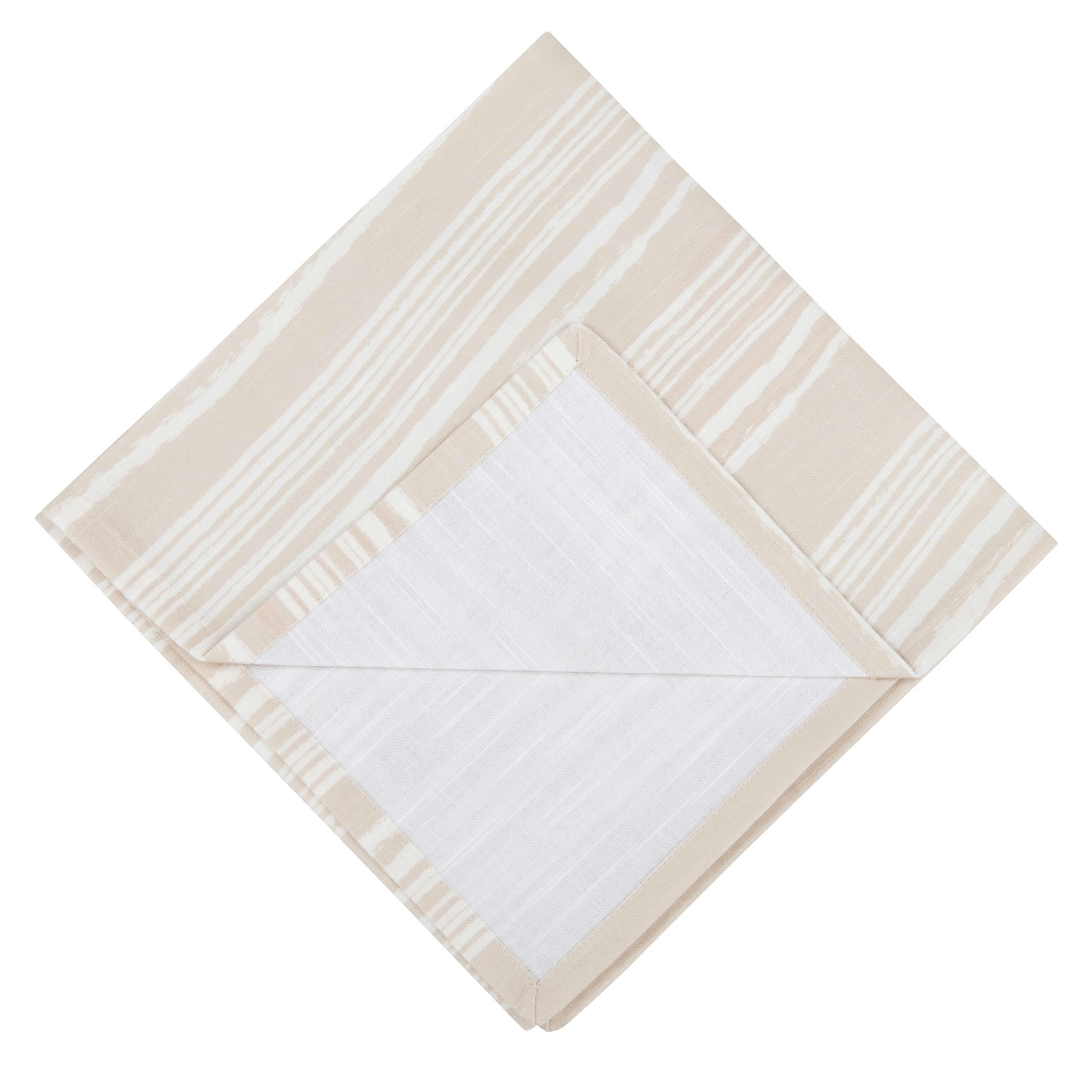 TUZYA - Serviettes en coton biologique imprimé blanc et beige 45x45 (x2)