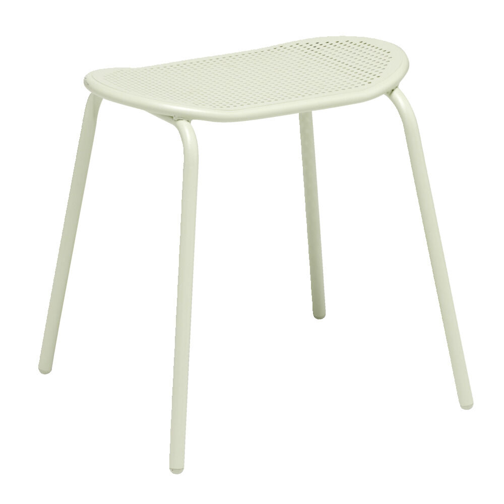 Tabouret acier perforé Faro vert sauge 45x28xH45cm
