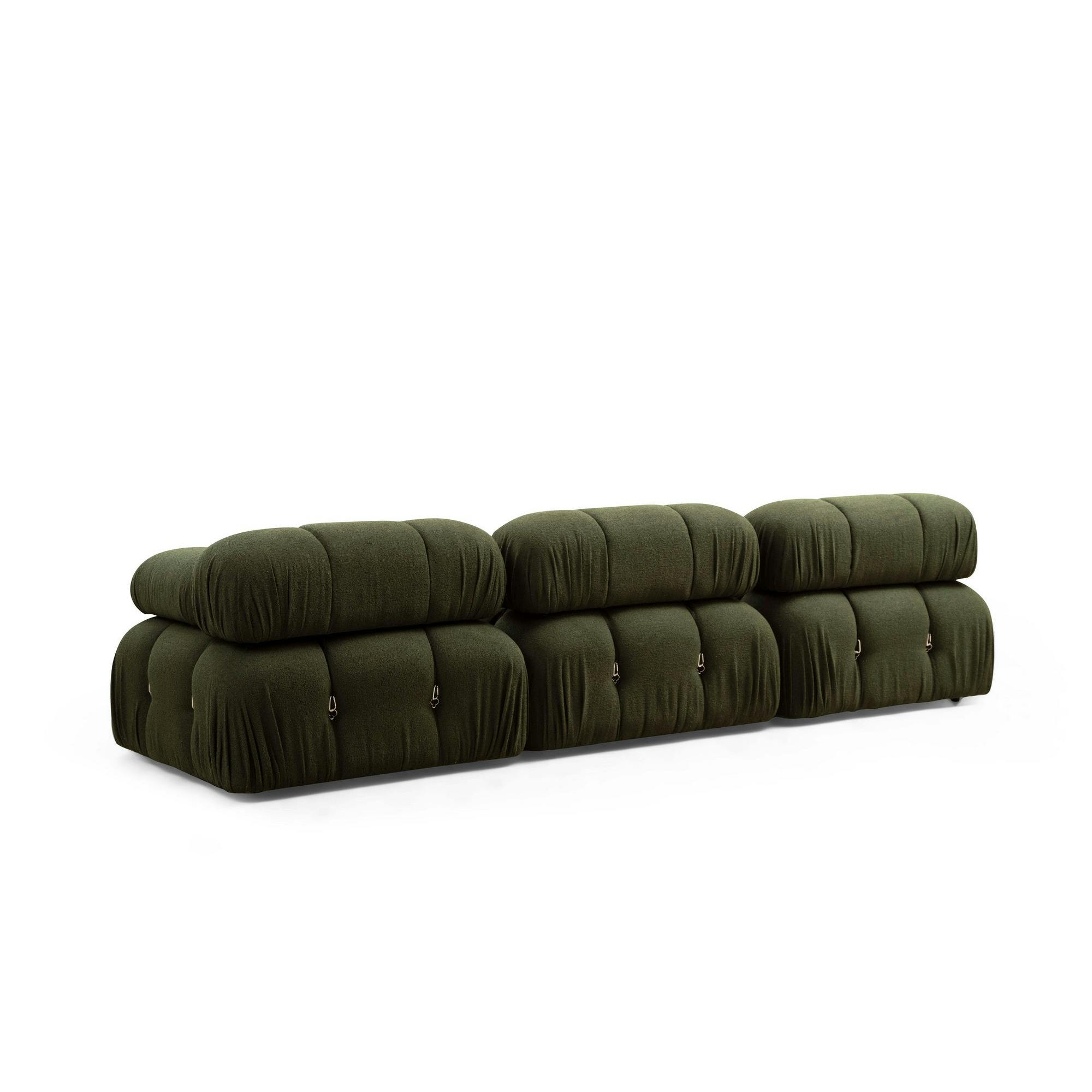Canapé d'angle modulable vert - tissu bouclette RONDA