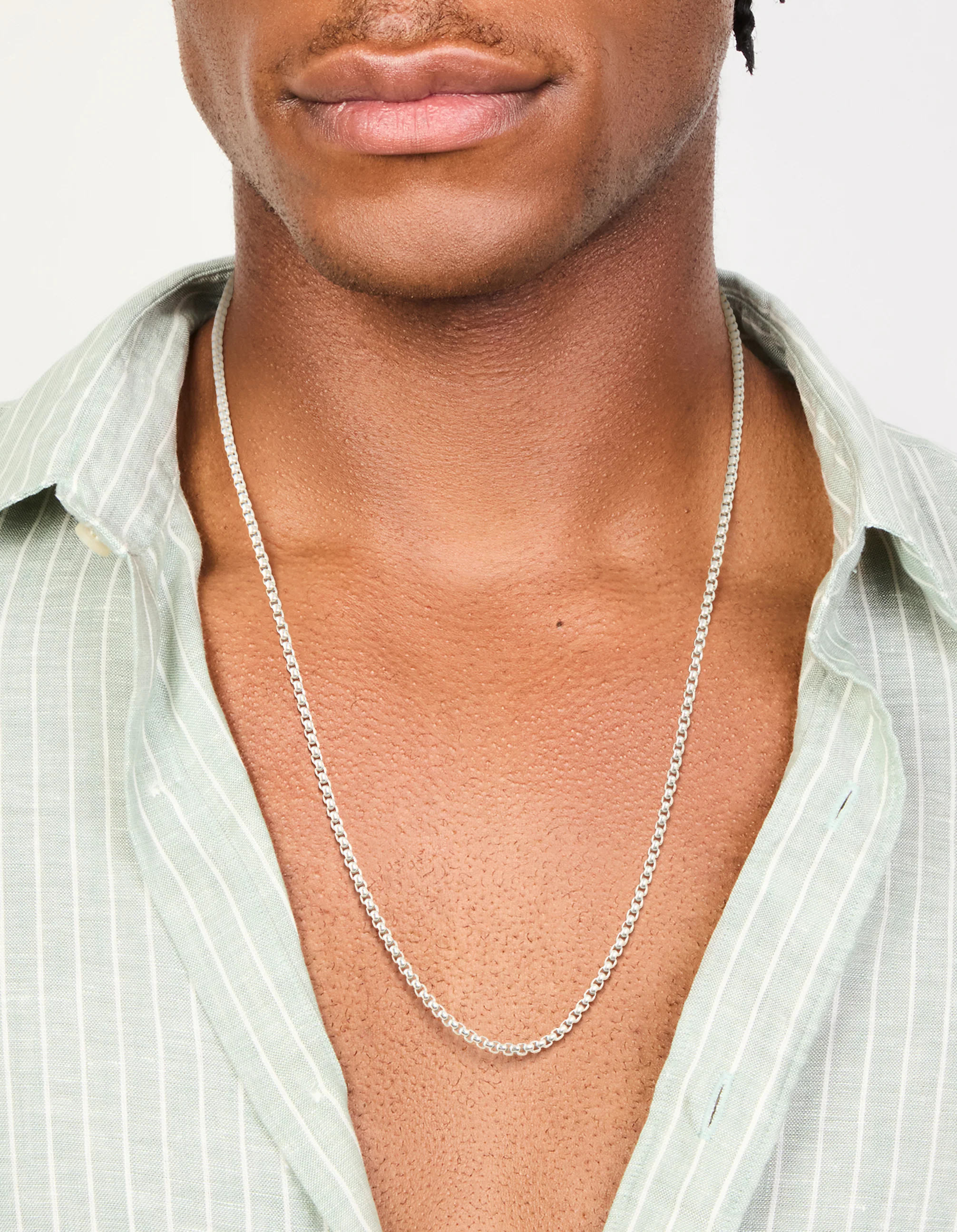 Mens Waterproof Stainless Steel Mini Box Chain Necklace