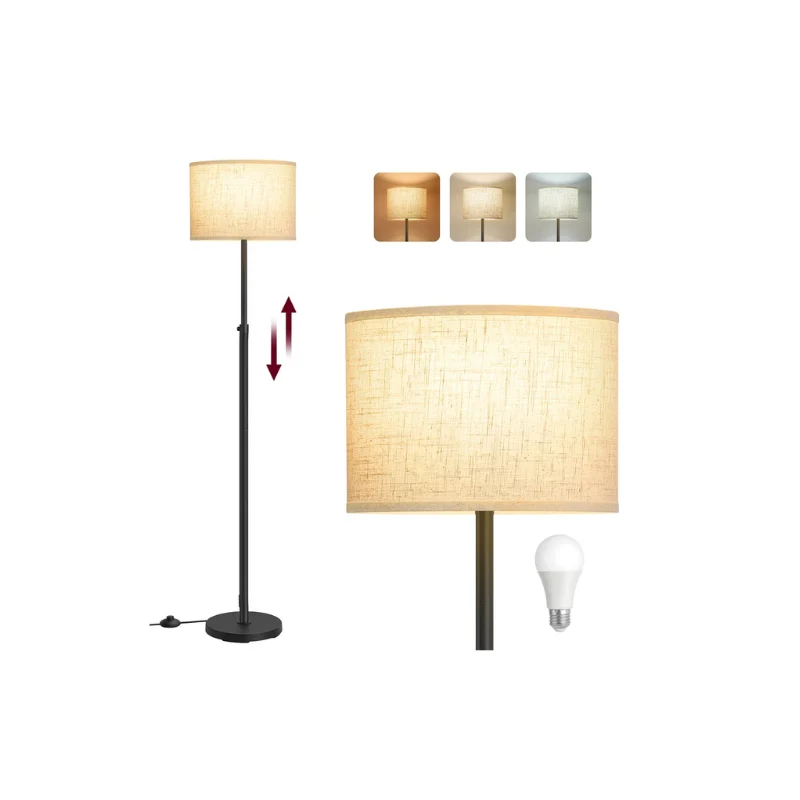 Lampadaire moderne réglable avec abat-jour en tissu