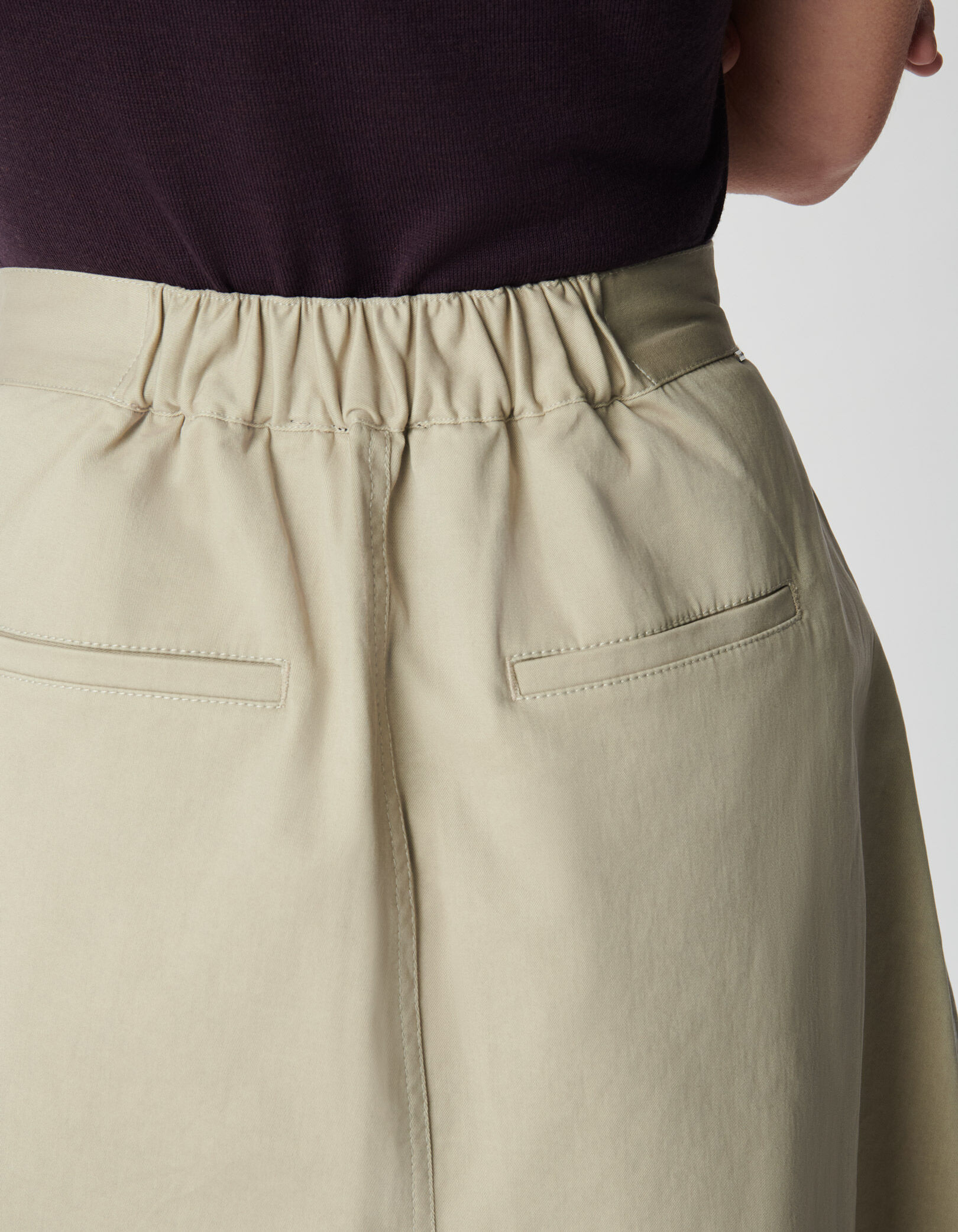 Jupe midi beige détails plis Femme