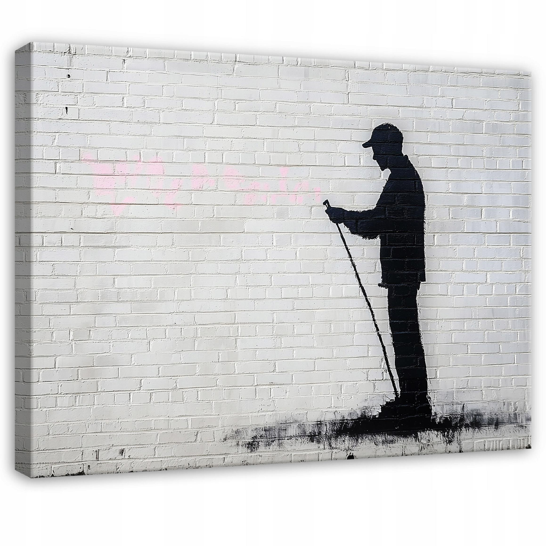 Obraz Do Salonu Sypialni Kuchni Na Płótnie Abstrakcja Banksy Szary 60X40