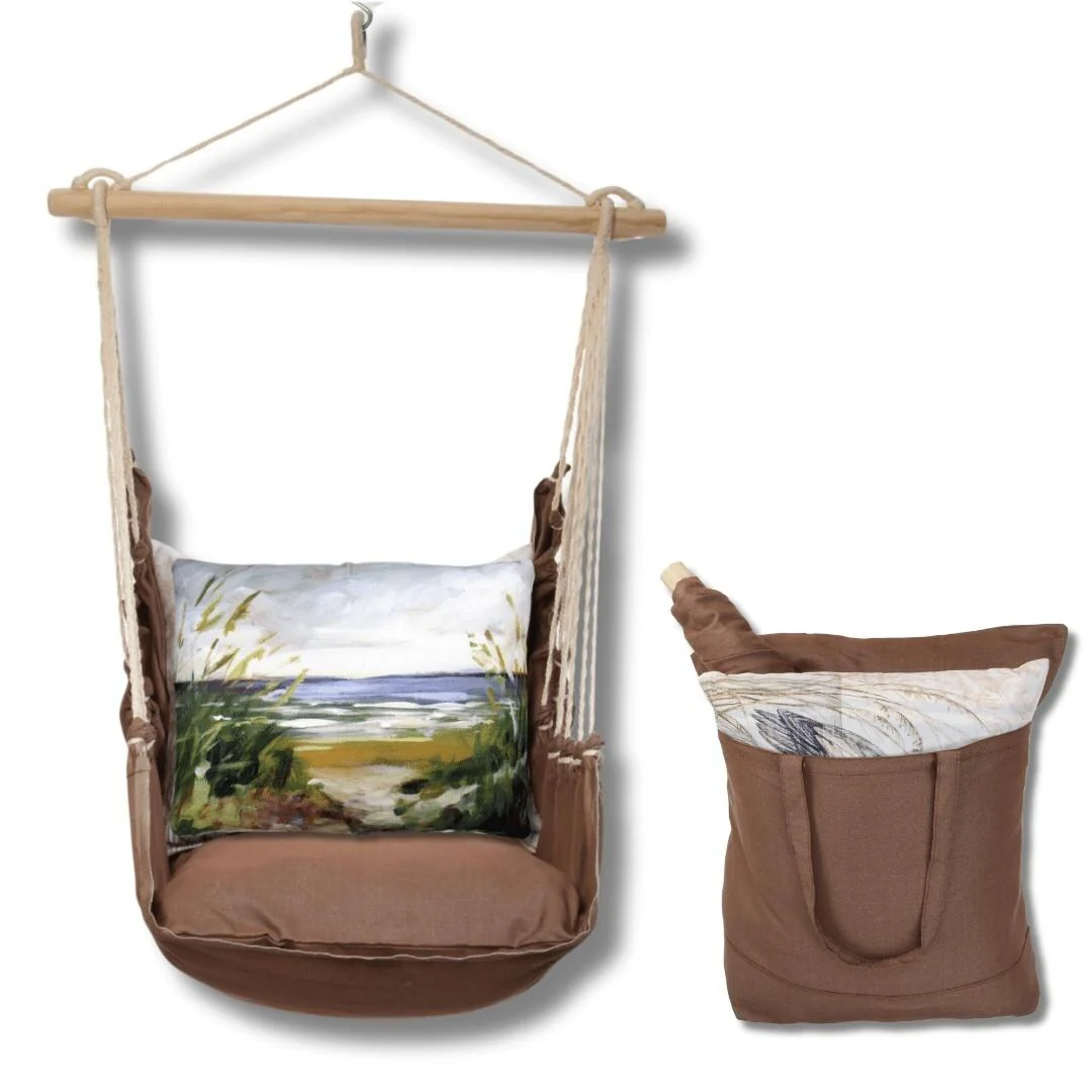 Magnolia Casual Swing Set 4 piece - Chocolate Solid w/ Beach Path